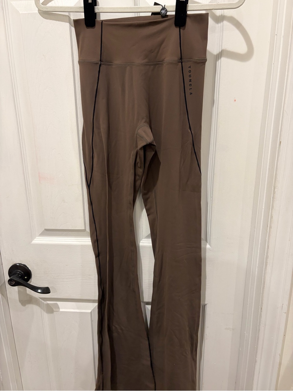 YoungLA woman’s ' High-Waist Flare Leggings in Brown